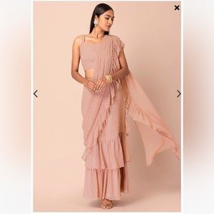 NWT Blush Swiss Dot Pre-Stitched Saree from House of Indya